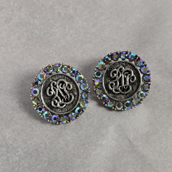 Elegant Silver and Multicolor Aurora  Rhinestones Clip On Earrings - Picture 15 of 15